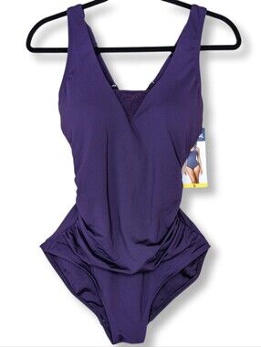 👙 NWT Lands' End Deep Purple One-Piece Swimsuit Slimming Tummy Control Sz Small